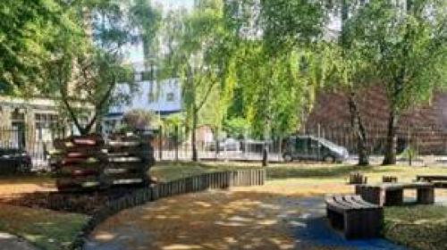 An outside area at the new Brick Lane School
